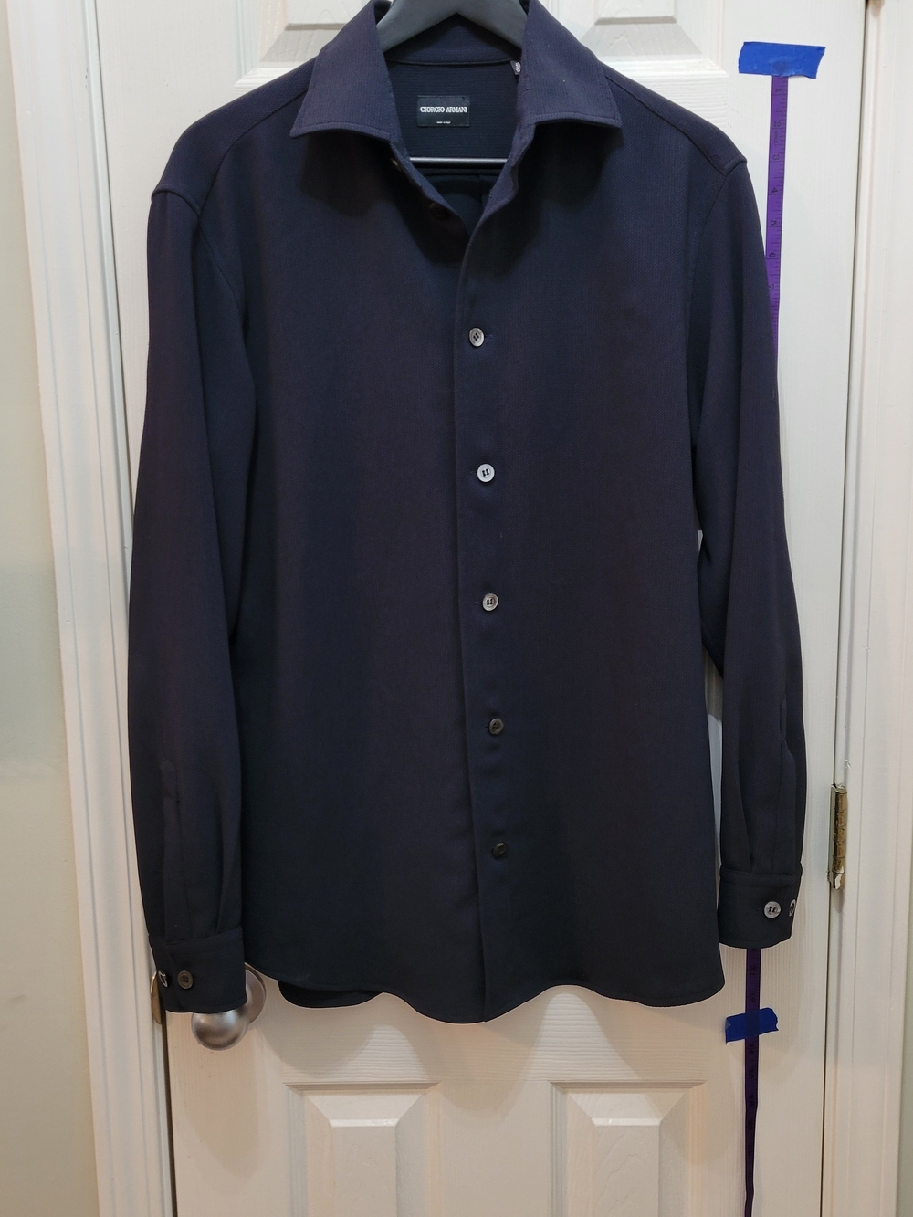 Giorgio Armani Men’s Dark Navy Long-Sleeve Dress Shirt